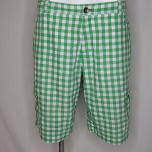 Nike Golf Green Check Cotton Blend Cargo Shorts 11" Men's 35